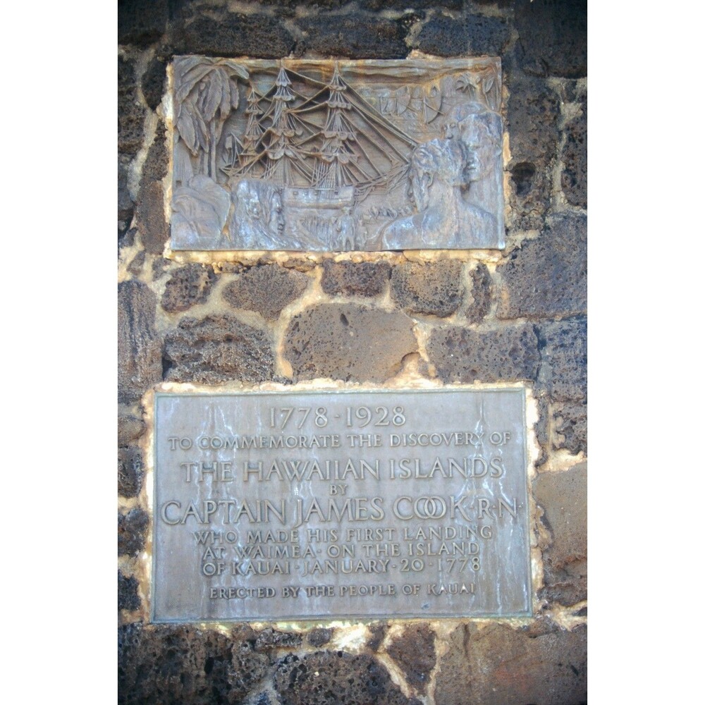 Original 1996 35mm Slide, "Cook Landing Commemoration Plaque", Hofgaard Park, HI